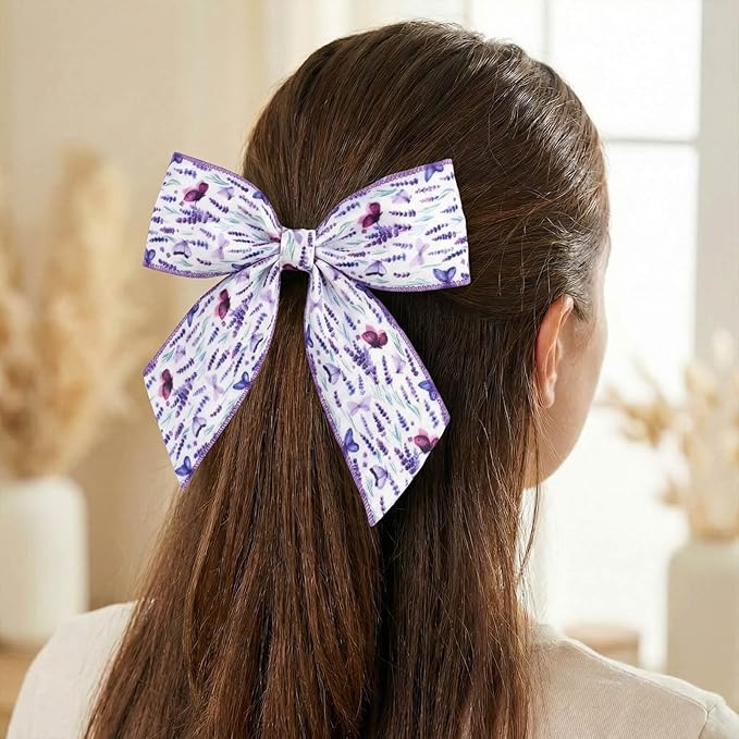 YKW 2 Rolls Purple Wired Ribbon 2.5 Inch x 5 Yards Each - Lavender Butterfly Burlap Ribbon Set for Wreaths, Spring Decor, Gift Wrapping, Bows, Crafts, Party & Wedding Decoration