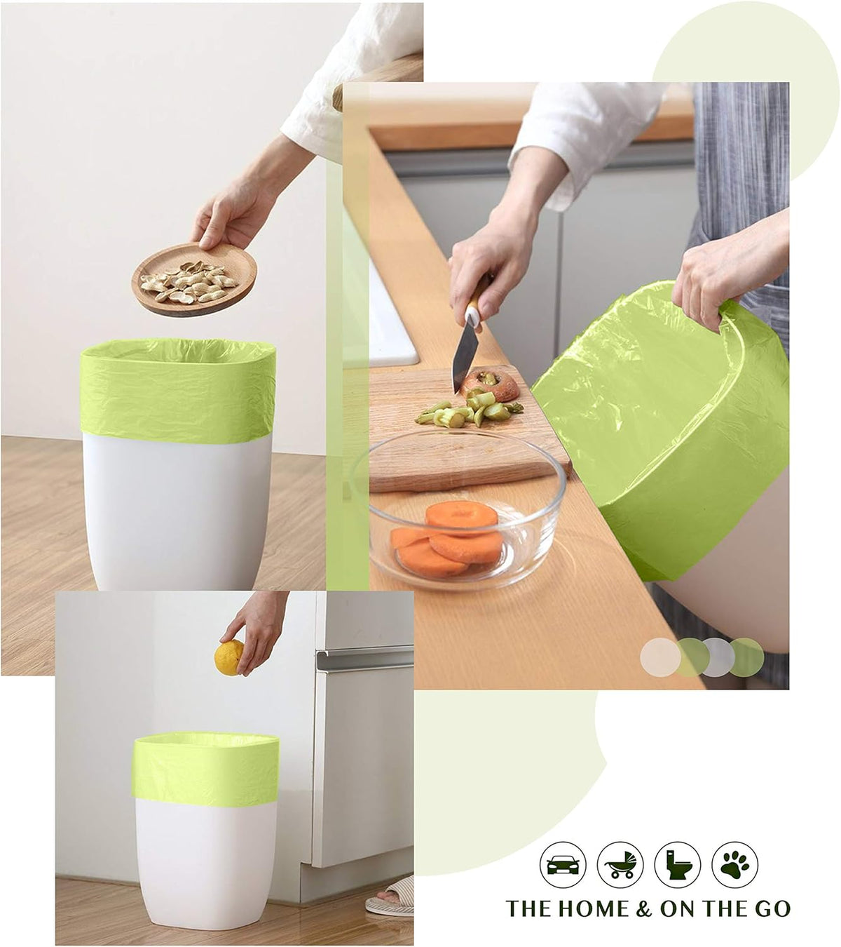 Compostable Trash Bags - FORID 8 Gallon Garbage Bags 150 Count Trash Can Liners 30 Liter Unscented Medium Wastebasket Bags for Kitchen Bathroom Home Office Garbage Can (5Rolls/Green) - Durable & Thick