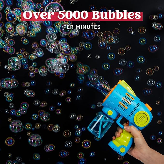 JOYIN Sloosh Kids Bubble Gun Machine with Refill Solution, 2 in 1 Automatic Bubble Maker Guns for Toddlers 1-3 Kids 4-8, Outdoor Toy, Adults, Party, Easter, Gift