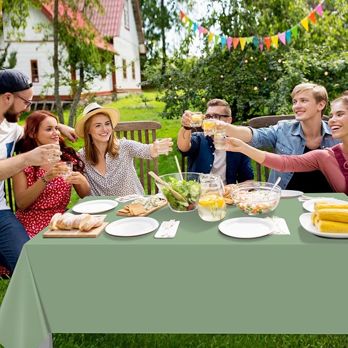 16 Pack Sage Green Plastic Tablecloth for Rectangle Tables, Premium Decorative Sage Disposable Table Cloths for Parties, Rectangle Party Table Cover for Birthday Wedding Baby Shower Party, 54x108 Inch