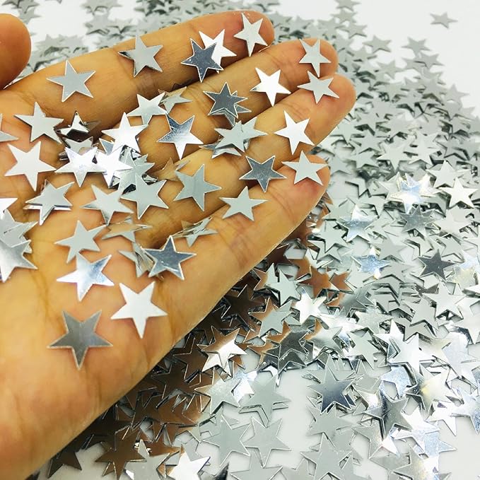 Confetti Star Confetti Party Scatter Table Decoration for Anniversary Birthday Retirement Weeding Party Supplies.(Star 10mm Silver)