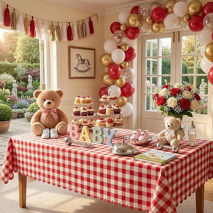 2 Pack Red Gingham Tablecloth for Rectangle Tables, 54 X 108Inch Checkered Table Cloth Waterproof Buffalo Plaid Table Covers for BBQ Picnic Barbecue Birthday Party