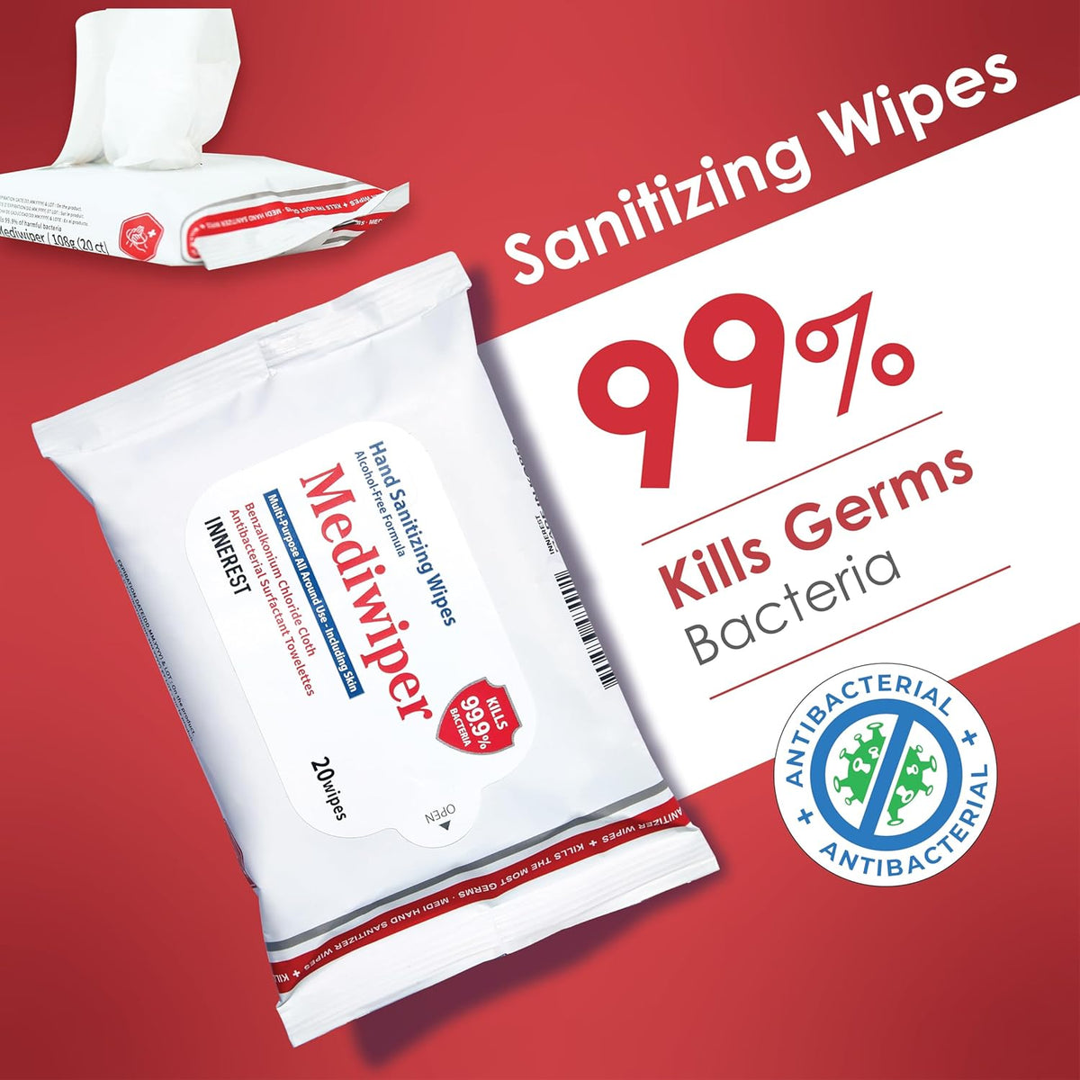 Mediwiper 500 Wipes (20Count*25Pack) Alcohol-Free Sanitizing Wipes Disinfecting Large Unscented Wet Wipes Bulk, Hand Sanitizer