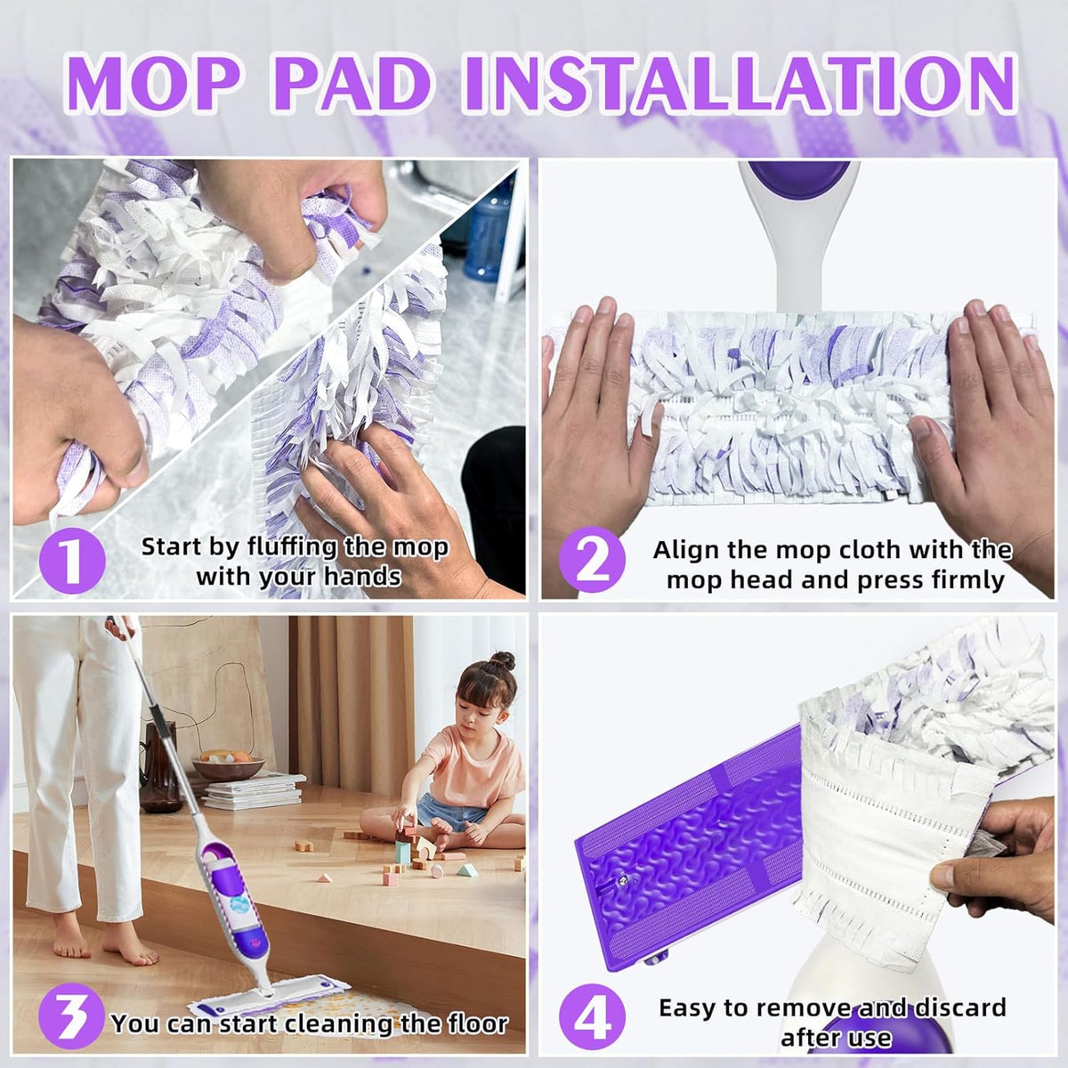 40 Count ‌Disposable Heavy-Duty Power Mop Pads Refills for Swiffer Power Mop,Replacement Floor Cleaning Refills, Non-Washable & Unscented, Compatible with Swiffer PowerMop (Quick-Absorb, No Residue)