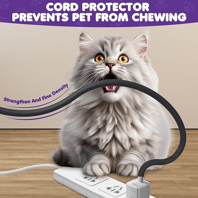 UOMTFAI Cord Protector for 1 Cord 6.6ft 3/10 Inch, Flexible Cord Protectors from Pets No Chew Cable Management Cable Sleeve, Cable Organizer Cord Cover for USB Power Cords Audio and Video Cords