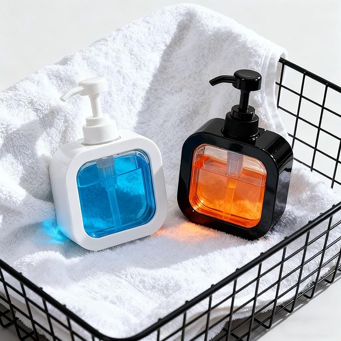 10oz Soap Dispenser, Plastic Hand Soap Dispenser for Bathroom & Kitchen, Waterproof White Clear Soap Pump Bottle, BPA Free Leak Proof Refillable Lotion Dispenser