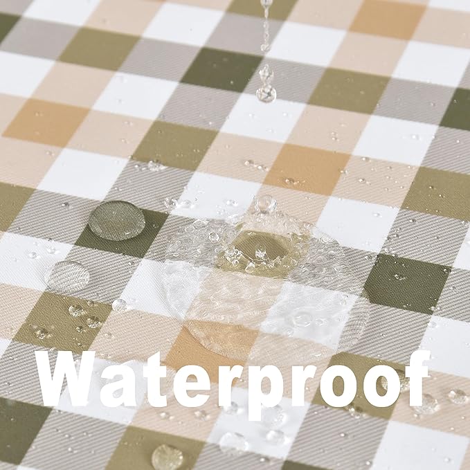 Waterproof Plaid Tablecloth Fabric - Square 58x58 Inch Classic Gingham Checker Table Cloth for Indoor/Outdoor Use - Buffalo Table Cover for Picnics, BBQs, and Parties