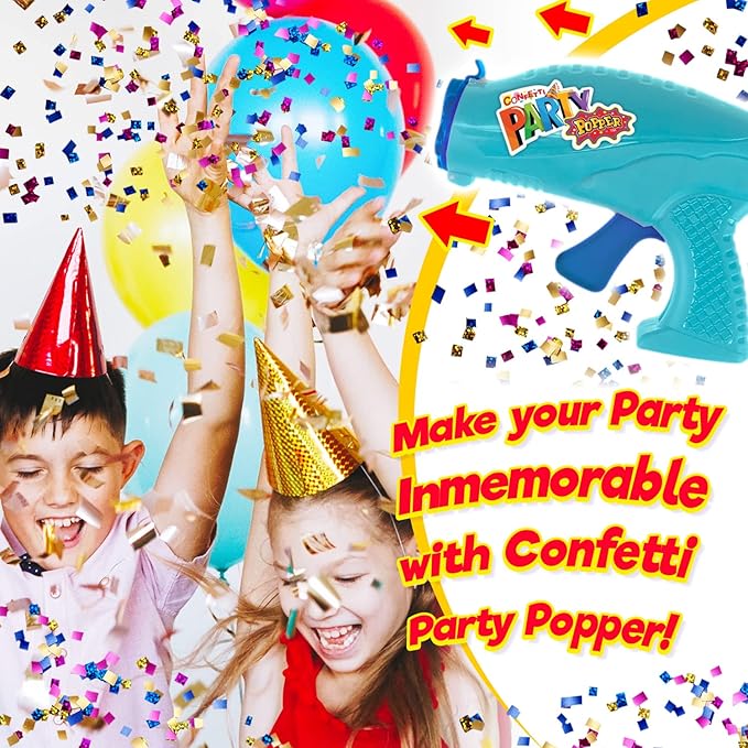 JA-RU Confetti Poppers for Kids (6 Pack) Colorful Party Poppers Confetti Shooters, Confetti Gun, Party Favors for Gender Reveal, Wedding, Birthday & New Year’s Eve | 955-6s