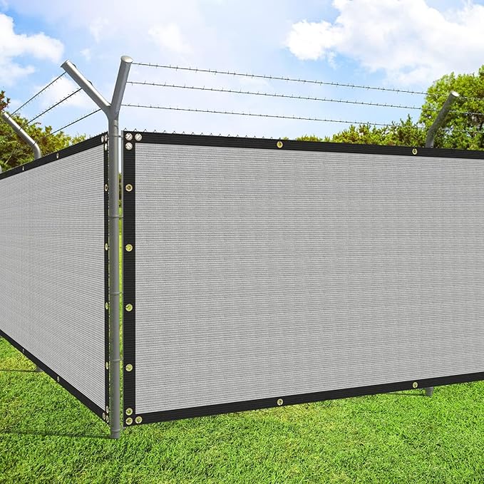 ECOOPTS 8'x22' Privacy Fence Screen Windscreen with Copper Grommets, Fit for Commercial Fence and Residential Garden Outdoor 90% UV Blockage, Cable Zip Ties Included (Gray)