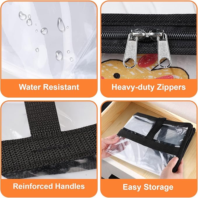 SpaceTrove Clear Clothes Storage Bags, 4 Pack Closet Organizers and Under Bed Storage Containers, Foldable Moving Bags with Zippers for Comforter, Blanket, Bedding, Duvet, PVC Packing Bags 60L