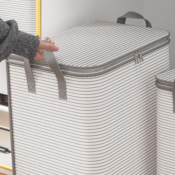 Heavy Duty Extra Large Clothes Moving Bags, Foldable Blanket Storage Bags, Closet Organizers Storage Containers with Durable Handle for Clothing, Blanket, Comforter (15.74x21.65x19.68in)