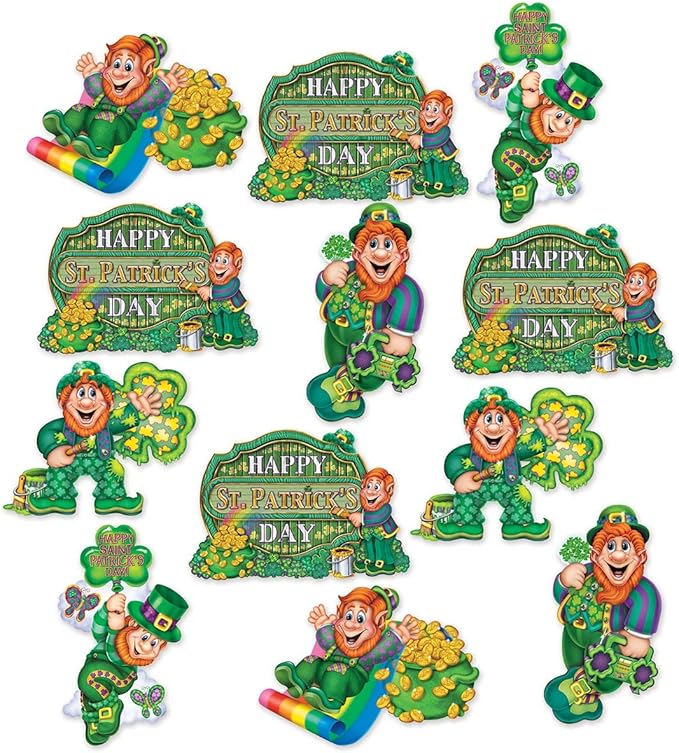 Beistle St Patrick's Day Cutouts, 12"-14", Multicolor