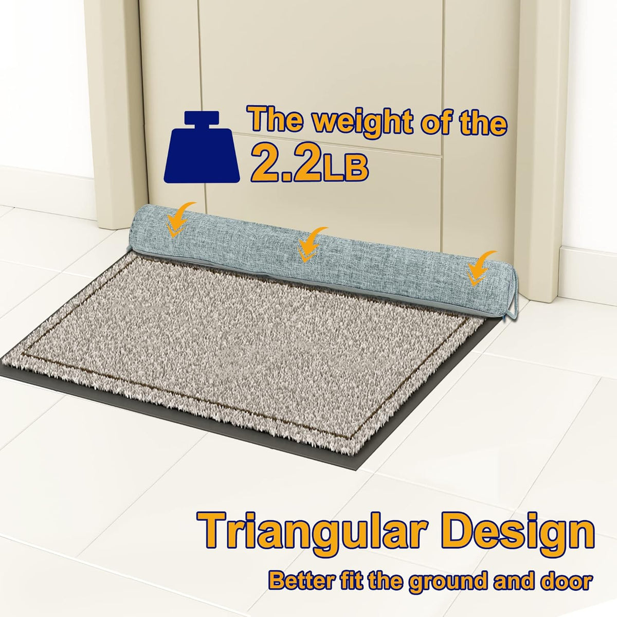 NABOWAN 36" Weighted Under Door Draft Stopper -Triangular Door Draft Blocker with Hook Loops for Easy Install, Save Energy, Home Room Essentials