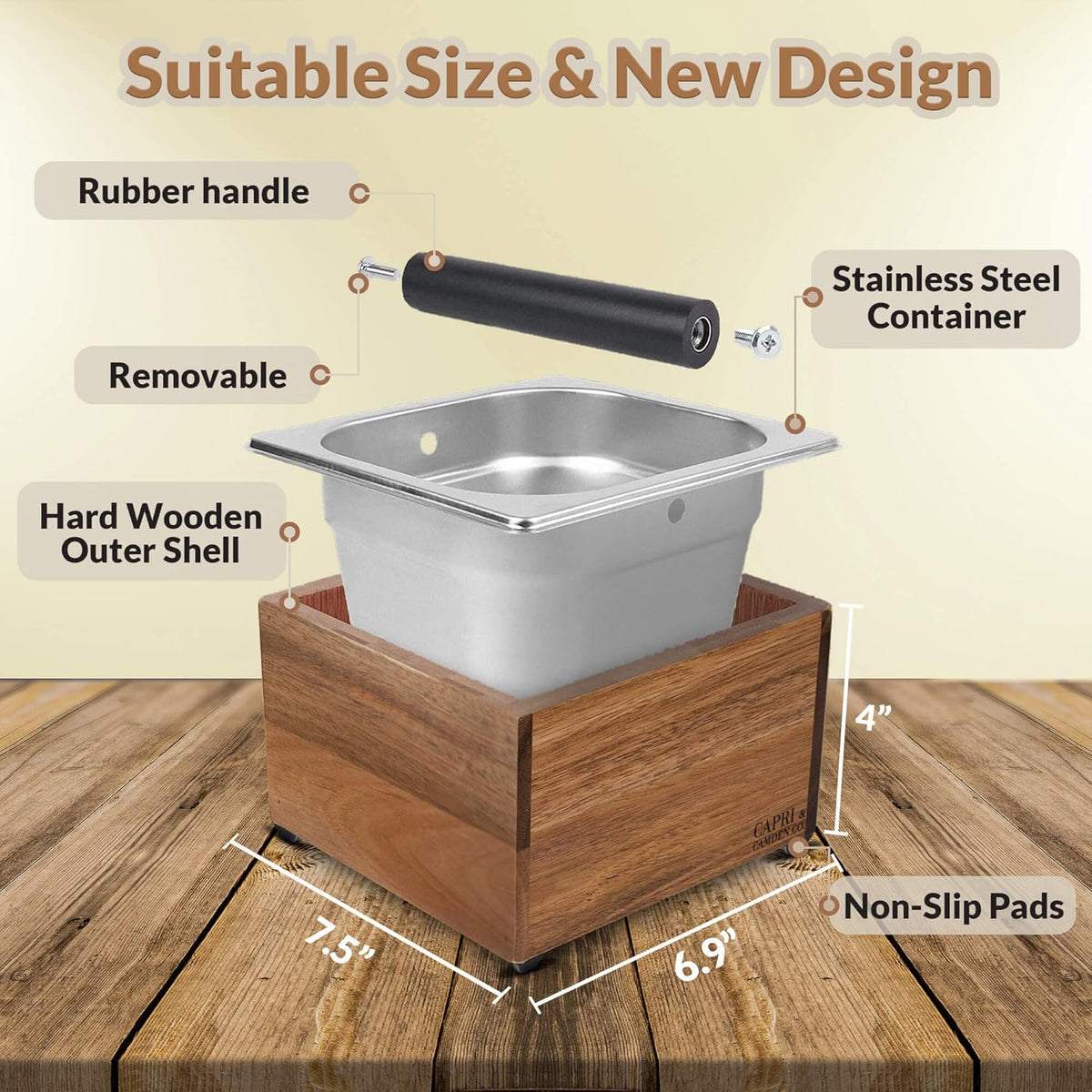 Knock Box, Large Capacity Espresso Knock Box, Non-Slip Base Knock Box Espresso, Coffee Knock Box, Shock Absorbant Espresso Knock Box and tamp station