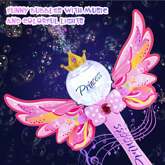 2 Pack Bubble Wands for Kids,Light Up & Music Bubble Machine,Bubble Maker & Bubble Blower,Outdoor Birthday Party Bubble Toys for Toddlers,Gift for Girls Age 3 + Years Old.(Pink+Pink)