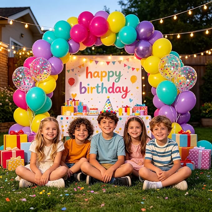 Pink Blue Purple Balloons 60 Pcs 12 Inches Hot Pink Metallic Purple Yellow Confetti Balloons for Kid's Theme Birthday Decoration Baby Shower Girls Party Supplies
