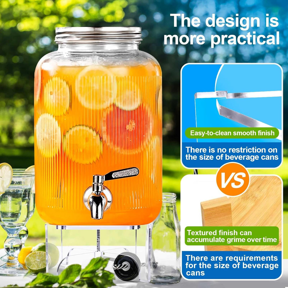Acrylic Beverage Dispenser Stand Only, Fit Max 8.7 Inch Glass Drink Dispenser and Water Jug Holder, Plant Stand