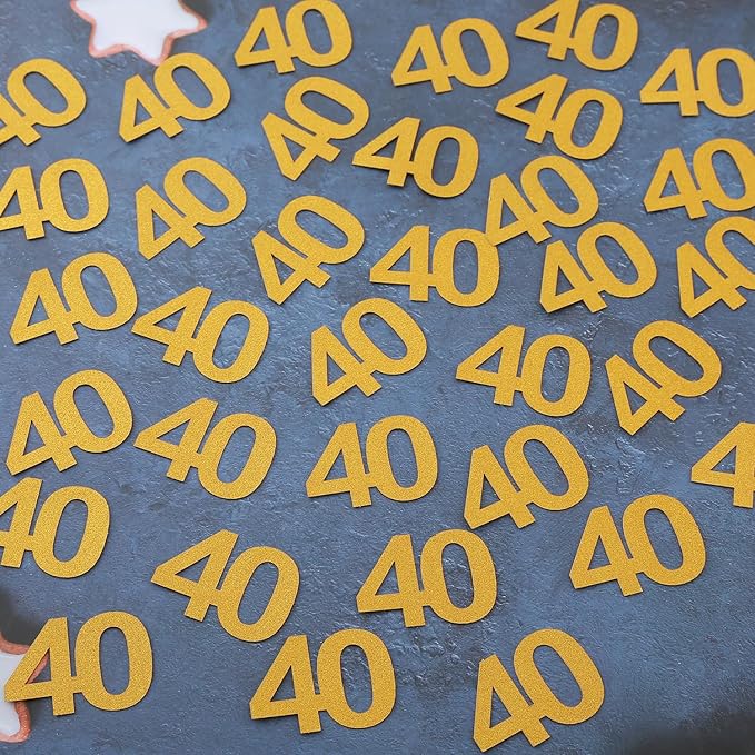 40th Happy Birthday Confetti Decorations - Gold Glitter Number 40 Party Decorations, Wedding Anniversary Party Table Decorations