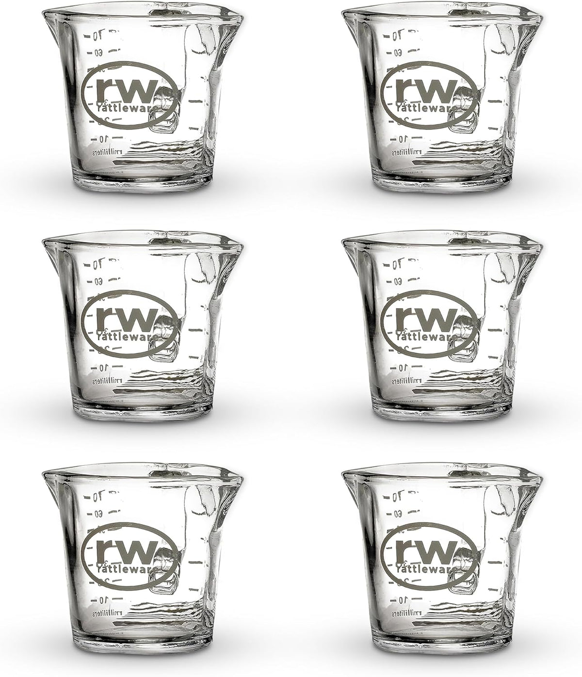 Rattleware 3 Oz Double Spouted Glass Espresso Shot Pitcher with Graduated Ml & Oz Markings Commercial-Grade Measuring Cup for Barista Precision and