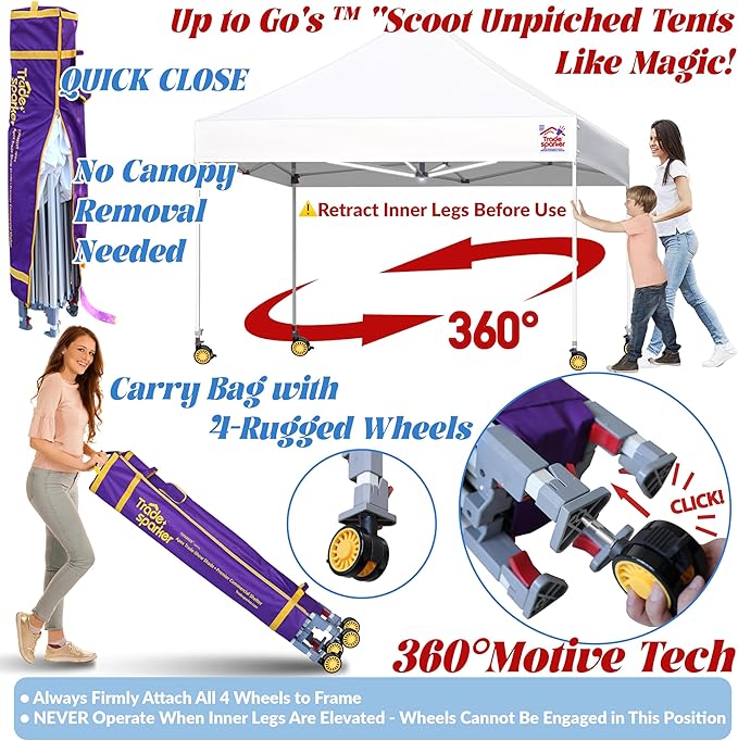 Tradesparker Pop Up Tent,Commercial Movable Canopy with ApexCore LED&Rugged Casters-Instant Easy Setup Shelter Canopies with Weight Bags&Stakes for Outdoor Events(10x20, with 4 Sidewalls, Black)