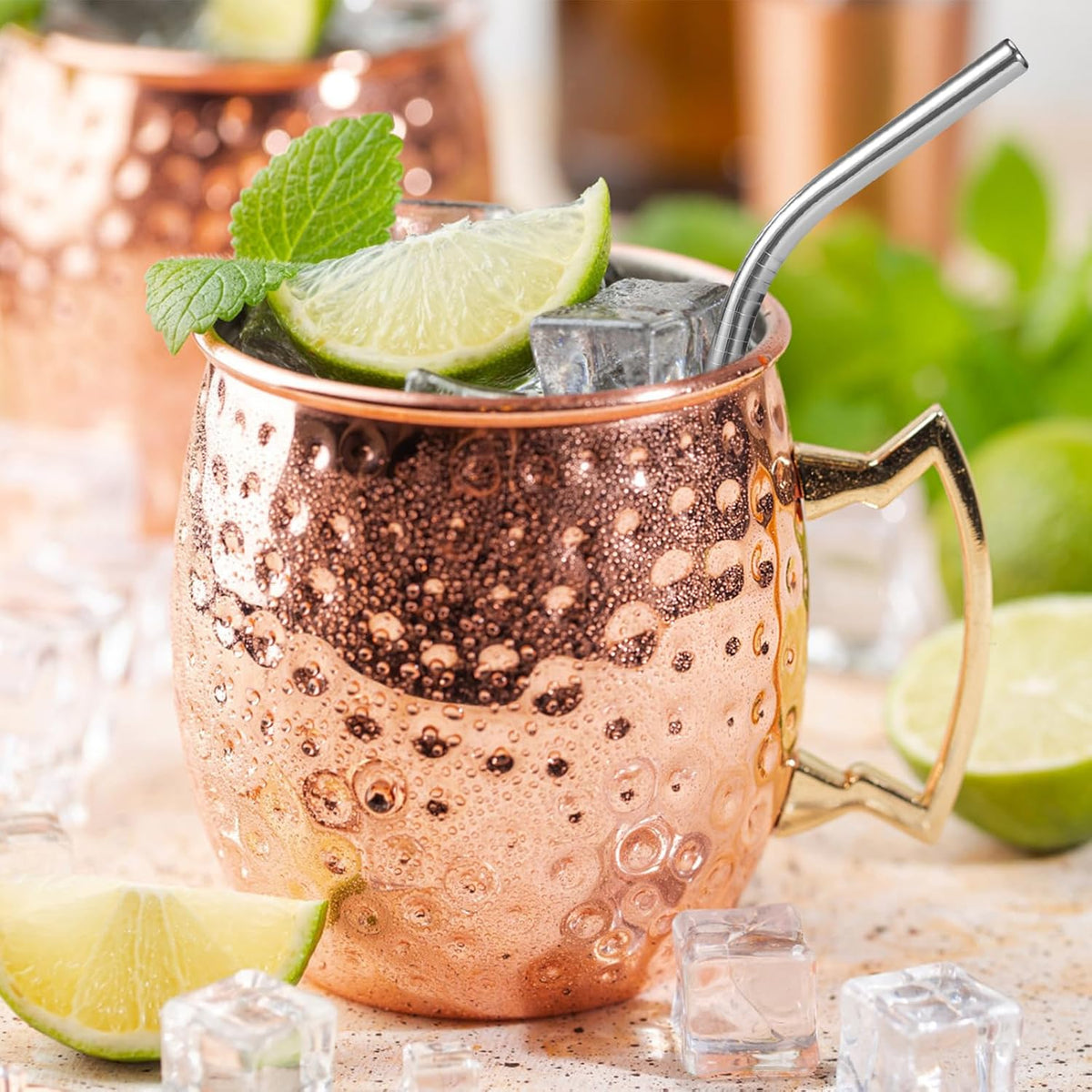 [10 Pcs] 6 Inch Metal Drinking Straws - 0.24" Diameter 304 Stainless Steel Straw for Cocktail Coffee Margaret