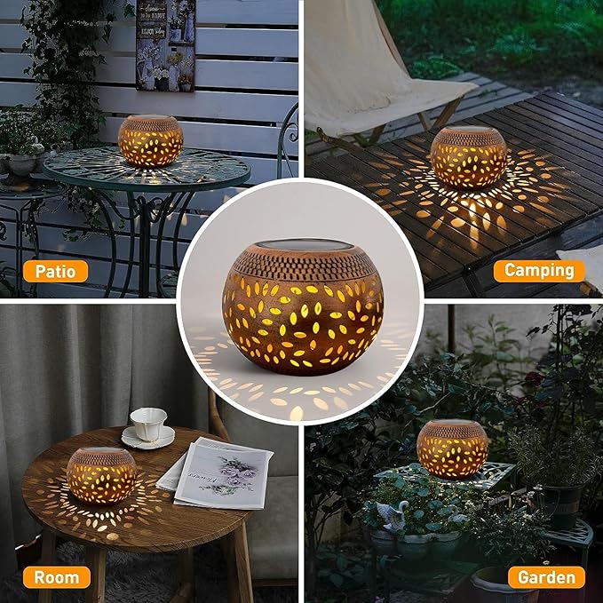 Solar Table Lanterns Outdoor Waterproof - LED Lamp Bronze Metal Table Lights -Solar Powered Decorative Lantern for Desk Patio Garden Pathway Yard(1 Pack)