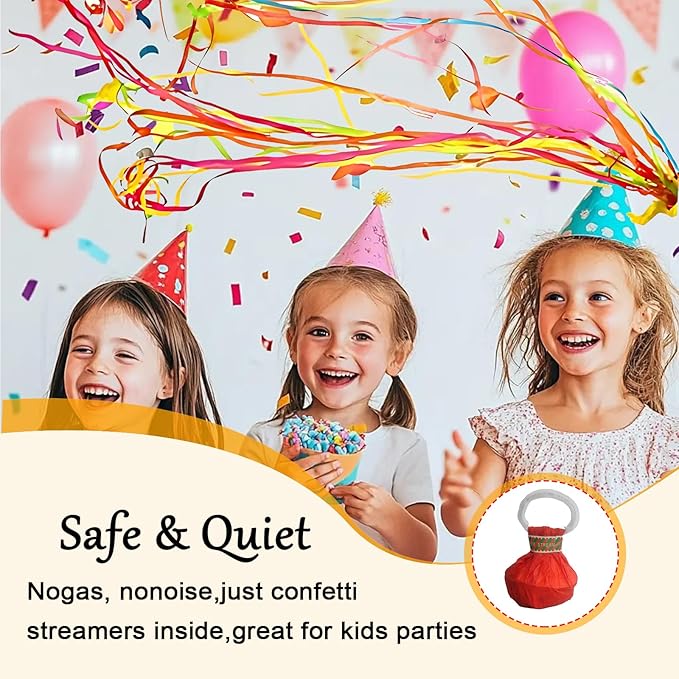 24 Pack Streamer Poppers No Mess Confetti Poppers，No Mess Streamers Easy to Clean Party Poppers，for Celebrations and Events，Six Color Mix