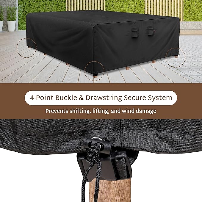 iBirdie Outdoor Patio Furniture Set Covers 140 x 80 inch fit 80, 79, 78 inch Wide, 140, 139, 137, 135 inch Long Outside Dining Table and Chairs, Waterproof Weatherproof Cover, Heavy Duty 600D