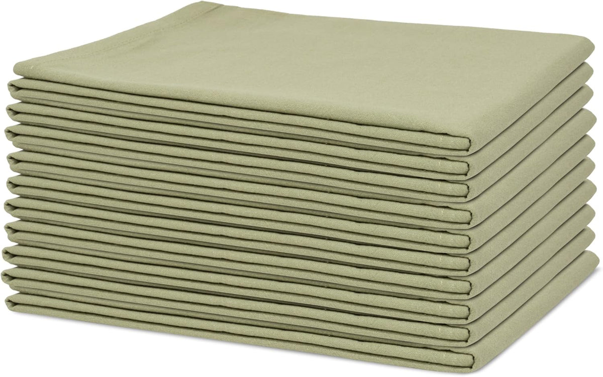 Organic Cotton Sage Flour Sack Kitchen Towels - 10 Pack, 27"x27", Highly Absorbent, Lint-Free Flour Sack Tea Towels for Baking