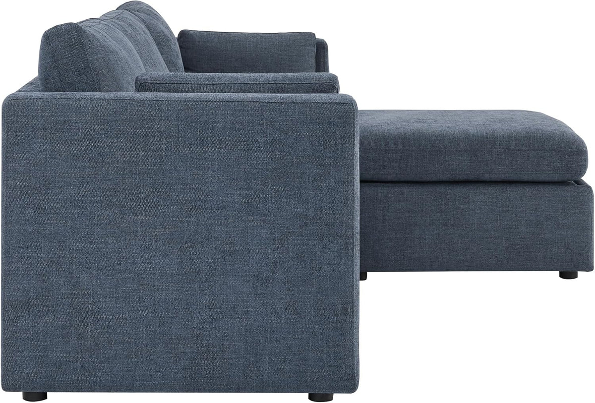 CHITA Modular Sectional Sofa, FSC Certified L Shaped Couch with Reversible Chaise, Modular Sectional Couch for Samll Space,78 Inch Width, 3 Seat Modular Sofa with Storage Ottoman, Blue