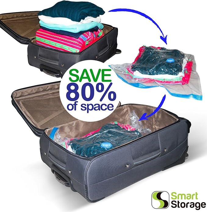Large Vacuum Storage Bags 6 Pack with Hand Pump, 24x31.5 Inch Space Saver Bags for Clothes Comforters Blankets Pillows Bedding, Airtight Compression Bags for Travel Luggage and Under Bed Storage