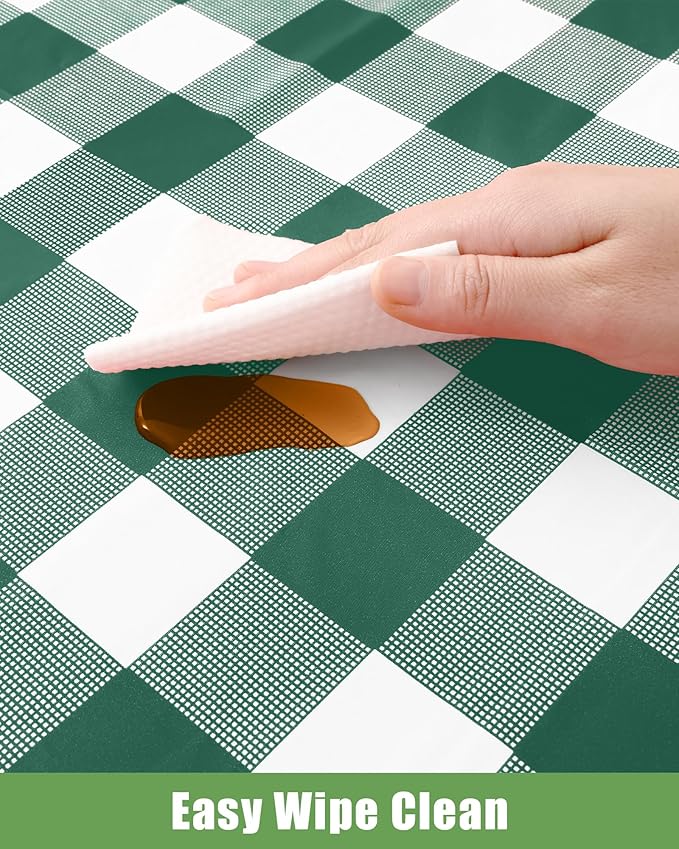 Smiry 20 Packs Gingham Disposable Table Cloth, 54 x 108 Inch Waterproof Plastic Tablecloth, Rectangle Hunter Green and White Checkered Table Covers for Picnic, Birthday, Party