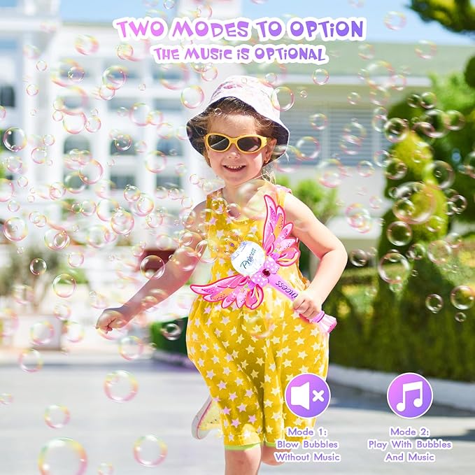 2 Pack Bubble Wands for Kids,Light Up & Music Bubble Machine,Bubble Maker & Bubble Blower,Outdoor Birthday Party Bubble Toys for Toddlers,Gift for Girls Age 3 + Years Old.(Pink+Pink)