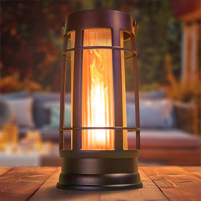 FoxFlame Upgraded Metal Outdoor Solar Lantern, Flickering Solar Lanterns Outdoor Waterproof with Patented LED, Outdoor Lanterns for Porch, Patio, Garden, Tabletop, Hanging Use, Matte Black (2 Pack)