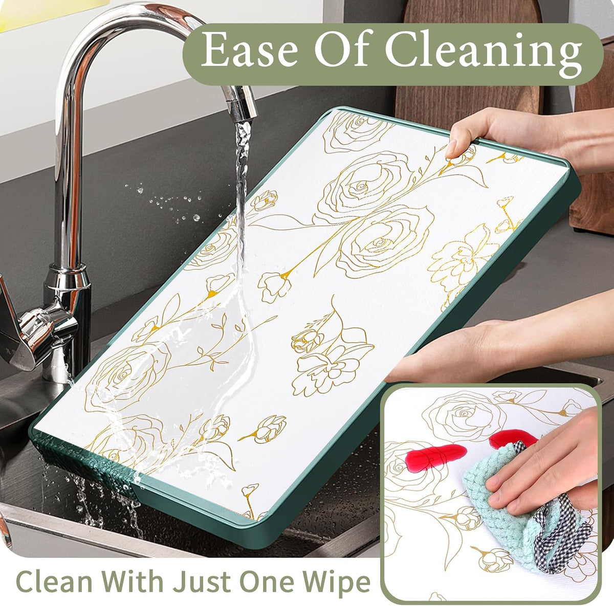 Shelf Liners for Kitchen Cabinets 12in x 39.37FT Non Adhesive Drawer Liner Gold Floral Thickened Shelf Liner Paper Strong Non-Slip Easy to Clean for Tool Box Refrigerator with Knife and Tape Measure