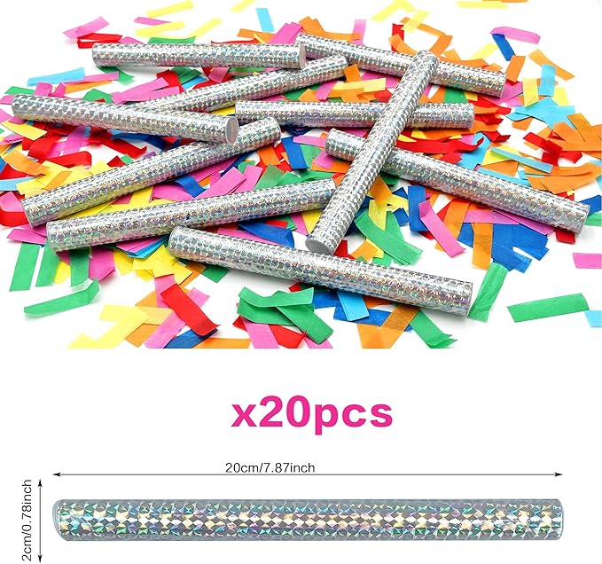 20 PCS Colorful Confetti Wands Handheld Flick Flutter Sticks for Gender Reveal Wedding Birthday Graduation Baby Shower Anniversary New Year's Party Supplies