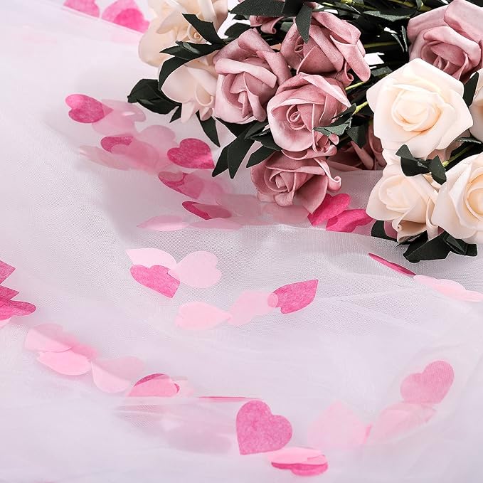 Whaline 6000pcs Valentine's Day Heart Paper Confetti 1 Inch Pink Tissue Confetti Valentine Party Heart Table Decorations for Wedding Engagement Anniversary Birthday Baby Shower Party Decor