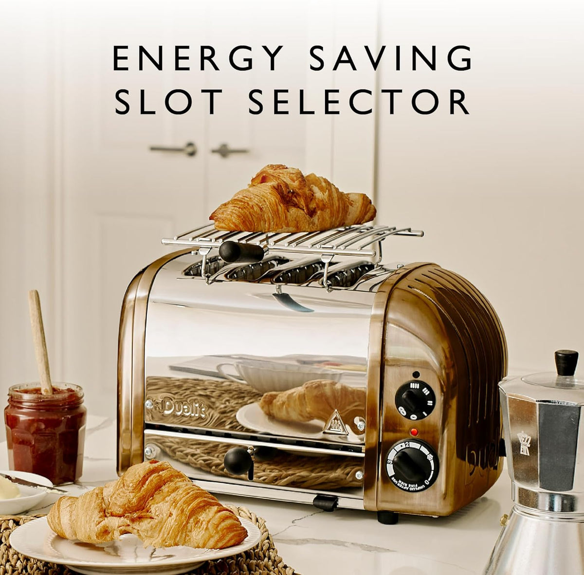 Dualit Classic 4 Slice NewGen Toaster - Stainless Steel - Hand Built in the UK - Replaceable ProHeat elements - Defrost Bread - Mechanical Timer - Copper Classic Toaster