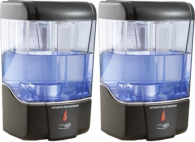 Soap Dispenser Wall Mount Commercial 2 Pack Black Automatic Hand Wash Dispensers 20OZ Suitable Liquid Sanitizer Refillable for Kitchen Bathroom Waterproof