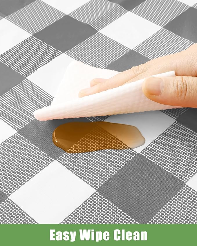 Smiry 20 Packs Gingham Disposable Table Cloth, 54 x 108 Inch Waterproof Plastic Tablecloth, Rectangle Grey and White Checkered Table Covers for Picnic, Birthday, Party