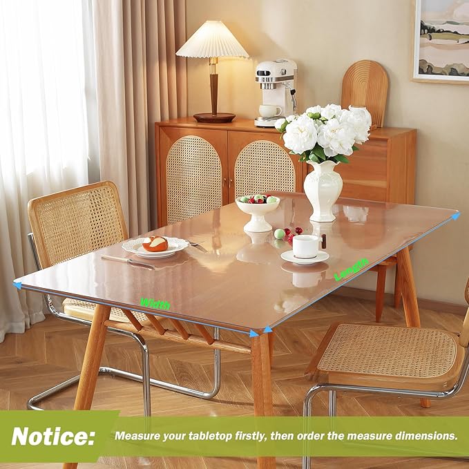 Frosted Clear Table Protector 36 x 76 Inch, 1.5mm Thick Plastic Table Cover, Waterproof PVC Clear Table Cover Protector, Desk Protector Mat, Writing Desk Pad for Desktop, Coffee & Dining Room Table