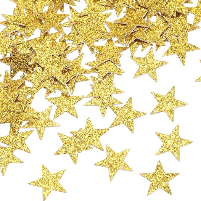 MECCANIXITY 200Pcs Star Confetti Glitter Confetti Table Confetti Decor for Party Wedding Festival Decorations,0.39x0.39Inch,Gold