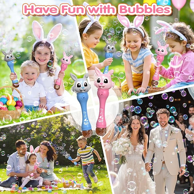 Bubble Machine for Kids, 2 Pack Bunny Bubble Wands, Automatic Rabbit Bubble Blower,Outdoor Bubble Toys Summer Pool Party Beach Gift for Age 3 4 5 6 7 8 Years Old Boys Girls