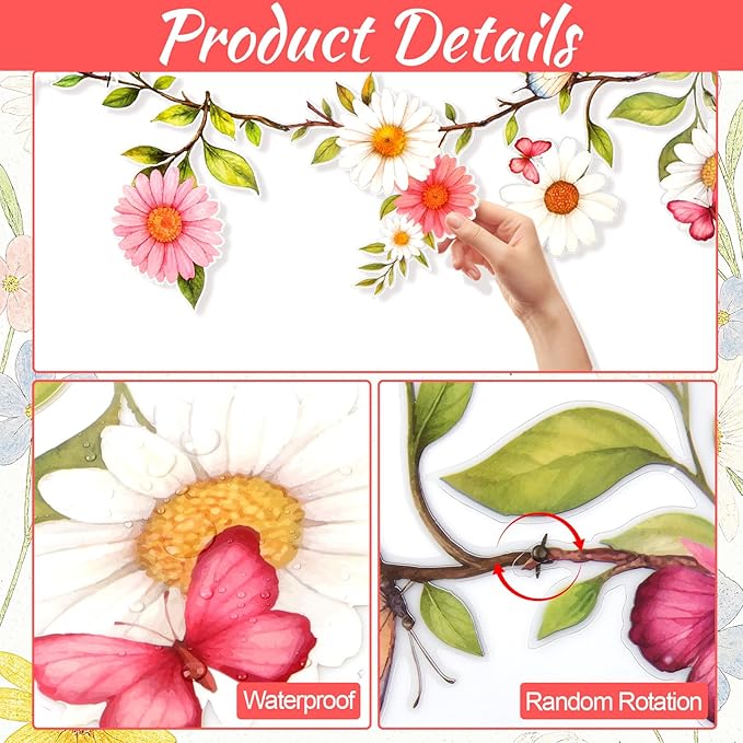 BLMHTWO 2PCS Flower Banner, Wildflower Garland for Enchanted Garden Theme Reusable Floral Banner Waterproof Garden Party Decorations for Wedding Backdrop Birthday Tea Supplies