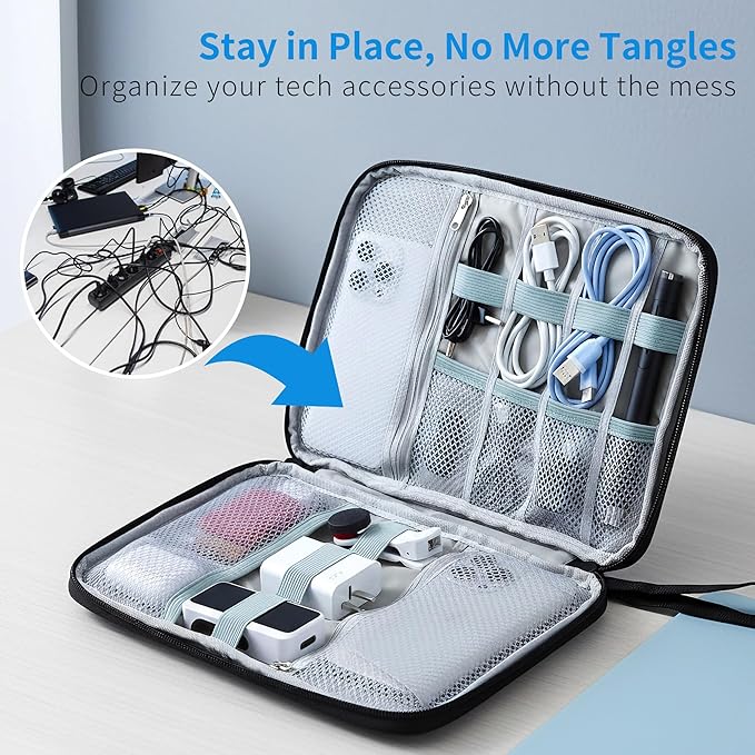 7 Pack Electronics Travel Organizer Case Tech Accessories Cord Storage Bag