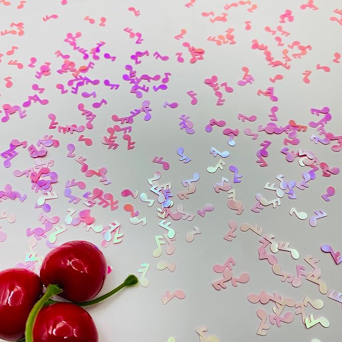3000Pcs Music Confetti PVC Music Note Musical Confetti for Music Party Recital Reception Baby Shower Wedding and Birthday Party Decoration (Pink)
