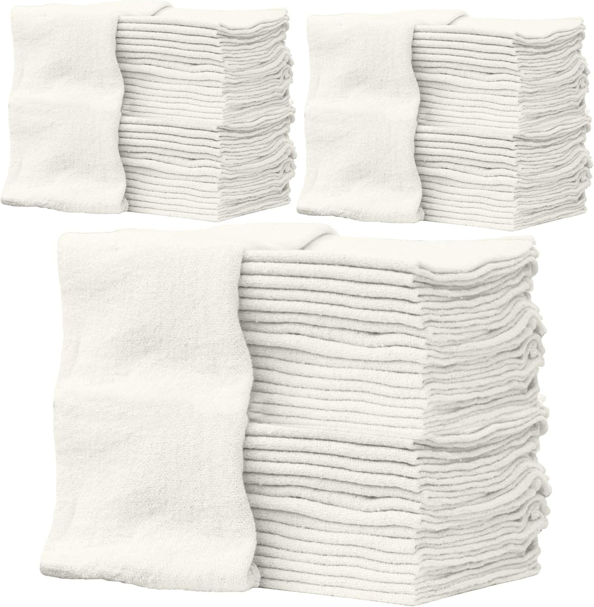 ZUPERIA Cotton Shop Towel – Multipurpose Cleaning Cloths (14" x 12" - Pack of 300 - White) Reusable Shop Rags for Automobiles, Industrial, Restaurants, Garage, and Homes