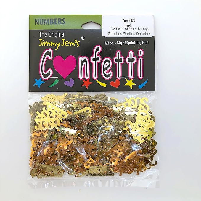 Confetti Year 2026 Gold - 4 Half Oz Bags (2 oz) #7342 Q02