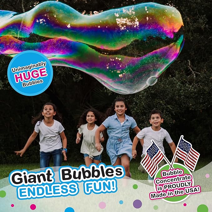 WOWMAZING Giant Bubble Kit: Unicorn - Incl. Wand, 2 Big Bubble Concentrate Pouches and 8 Sun-Activated Magical Stickers | Outdoor Toy for Kids, Girls | Bubbles Made in The USA - Unicorn Kit