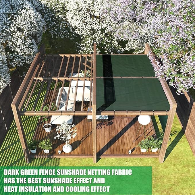 LITA 5' x 126' Garden Privacy Fence Screen Cover (HDPE) UV Protection Weather-Resistant Heavy Duty Shade Cover for Deck, Patio, Backyard, Outdoor Pool, Porch, Railing, Dark Green, Customizable